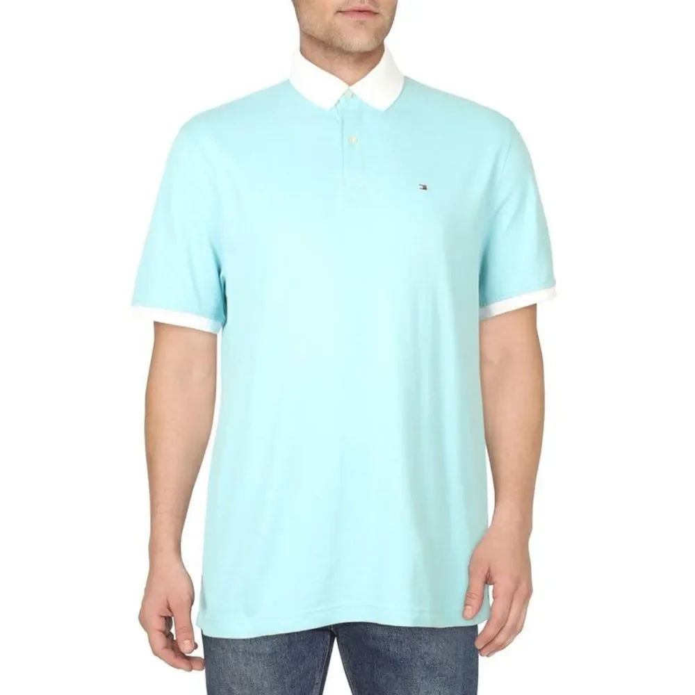 Tommy Hilfiger Mens Ingrahm Blue Contrast Trim Cotton h Polo Big & Tall NWT